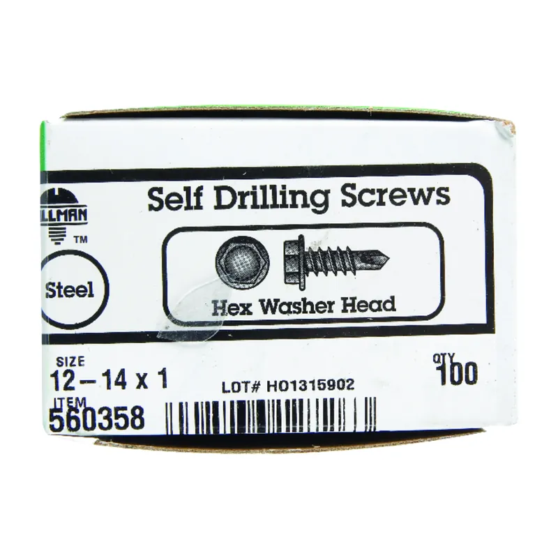 No. 12 Ga. X 1 In. L Hex Hex Washer Head Sheet Metal Screws 100 Pk