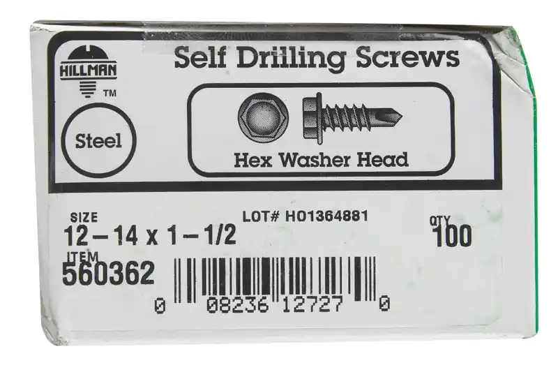 No. 12 Ga. X 1-1/2 In. L Hex Hex Washer Head Sheet Metal Screws 2 Lb 100 Pk
