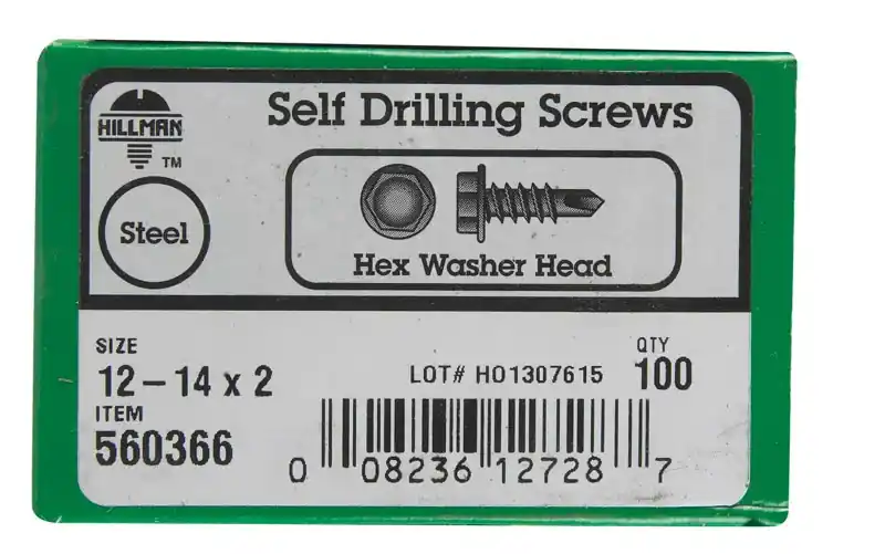 No. 12 Ga. X 2 In. L Hex Hex Washer Head Sheet Metal Screws 100 Pk