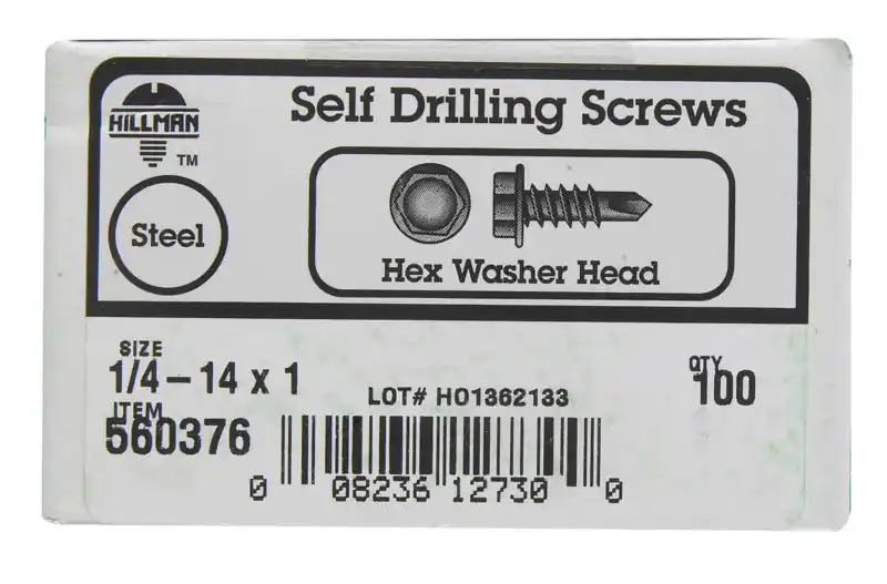 1/4 In. Ga. X 1 In. L Hex Hex Washer Head Sheet Metal Screws 100 Pk