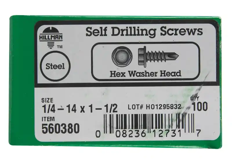 1/4 In. Ga. X 1-1/2 In. L Hex Hex Washer Head Sheet Metal Screws 100 Pk