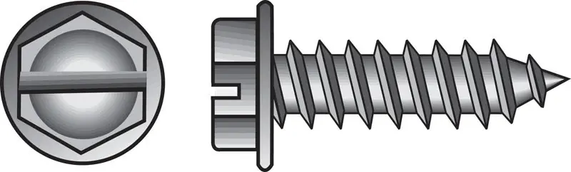 No. 6 Ga. X 1-1/2 In. L Slotted Hex Washer Head Sheet Metal Screws 100 Pk