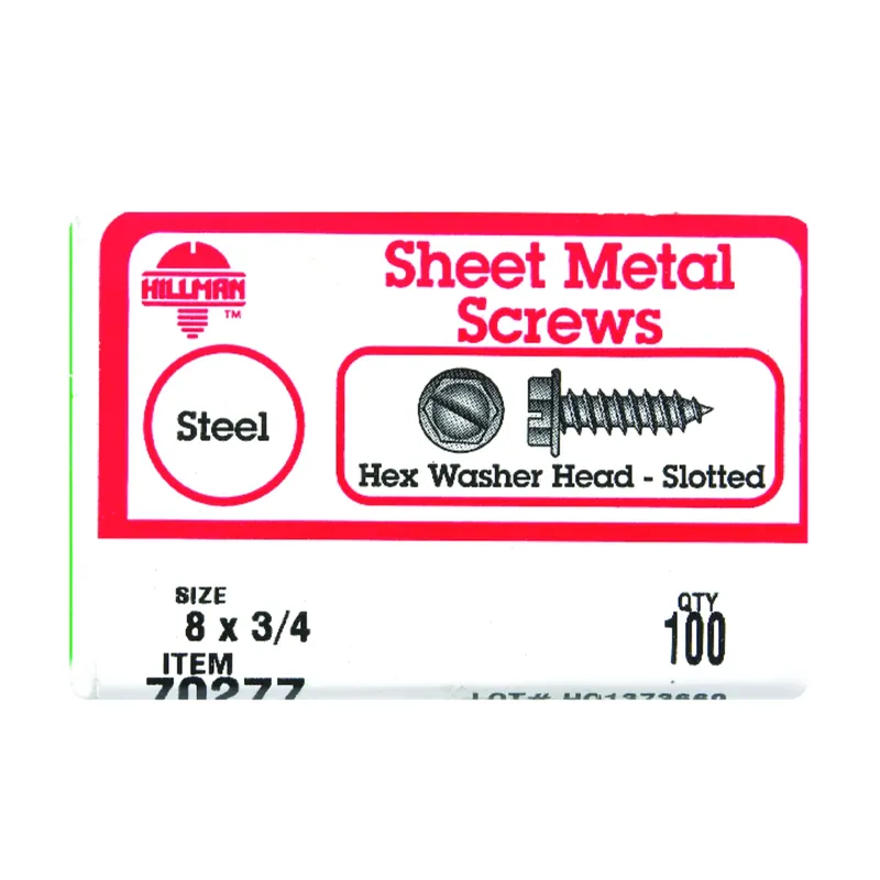 No. 8 Ga. X 3/4 In. L Slotted Hex Washer Head Sheet Metal Screws 100 Pk