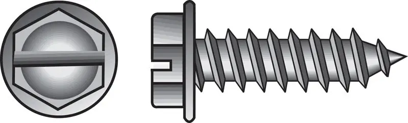 No. 14 Ga. X 1 In. L Slotted Hex Washer Head Sheet Metal Screws 100 Pk