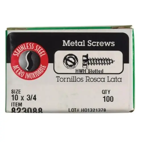No. 10 Ga. X 3/4 In. L Slotted Hex Washer Head Sheet Metal Screws 100 Pk
