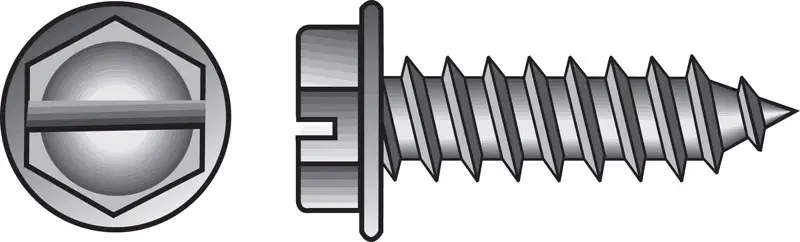 No. 14 Ga. X 3/4 In. L Slotted Hex Washer Head Sheet Metal Screws 100 Pk