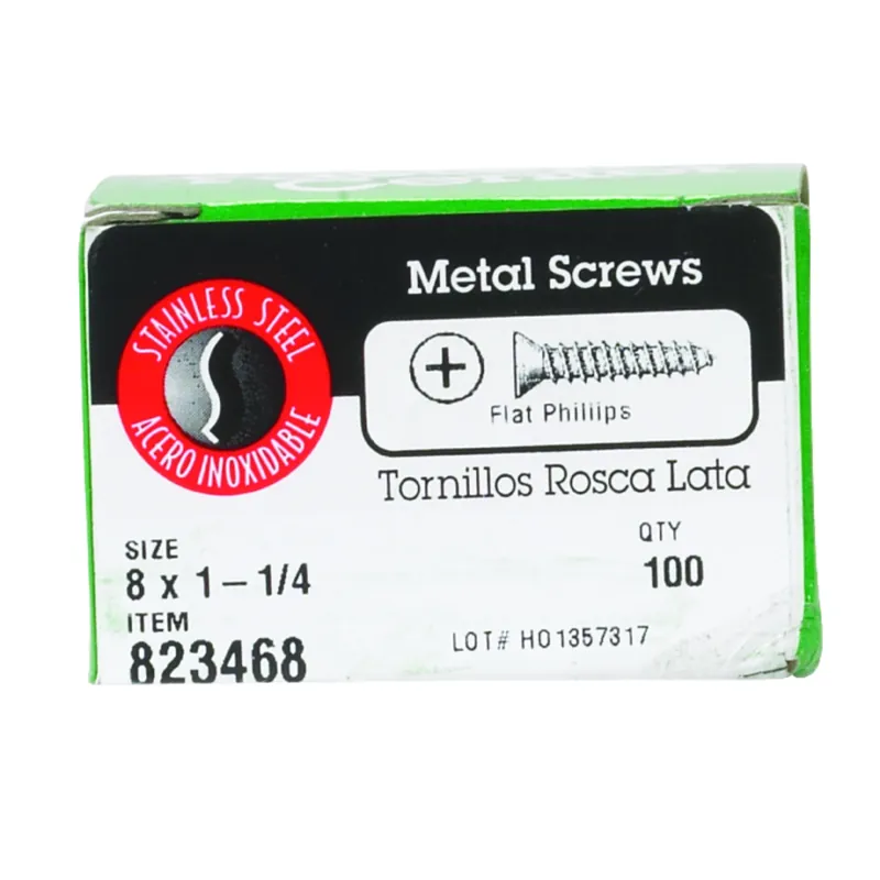 No. 8 Ga. X 1-1/4 In. L Phillips Flat Head Sheet Metal Screws 100 Pk