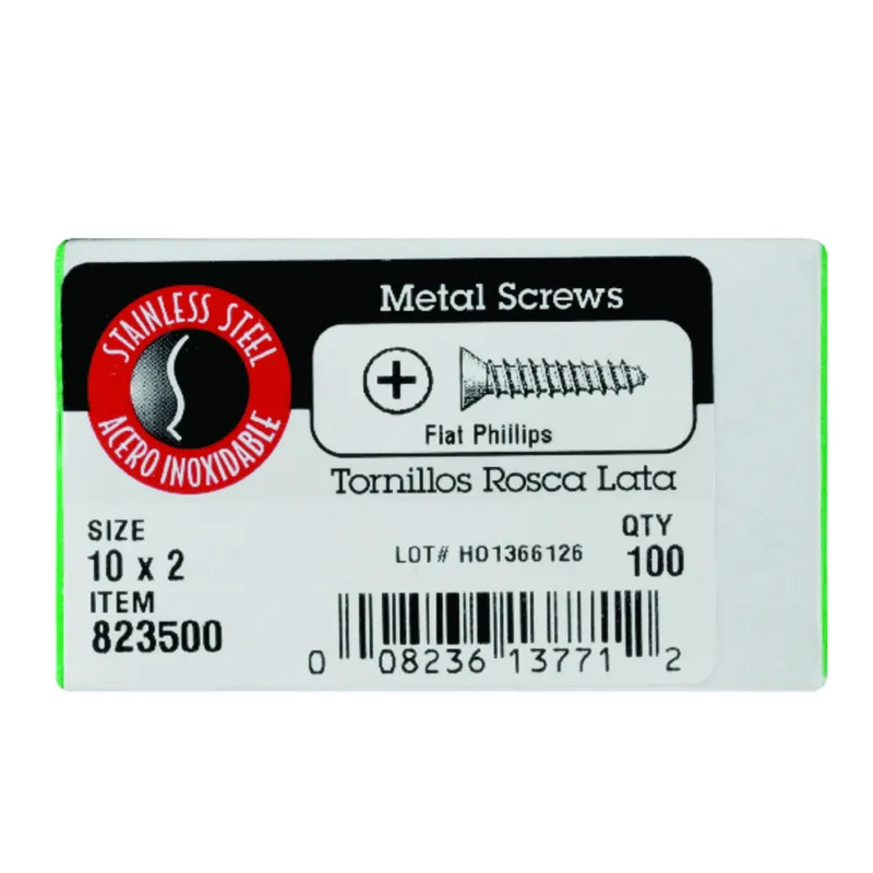 No. 10 Ga. X 2 In. L Phillips Flat Head Sheet Metal Screws 100 Pk