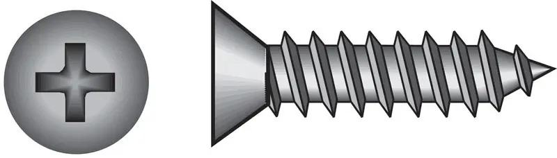 No. 14 Ga. X 1 In. L Phillips Flat Head Sheet Metal Screws 100 Pk