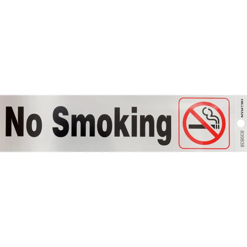 Adhesive No Smoking Sign With Symbol, 2 X 8-in.