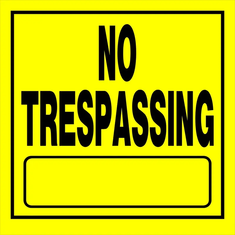 English Yellow No Trespassing Sign 11 In. H X 11 In. W