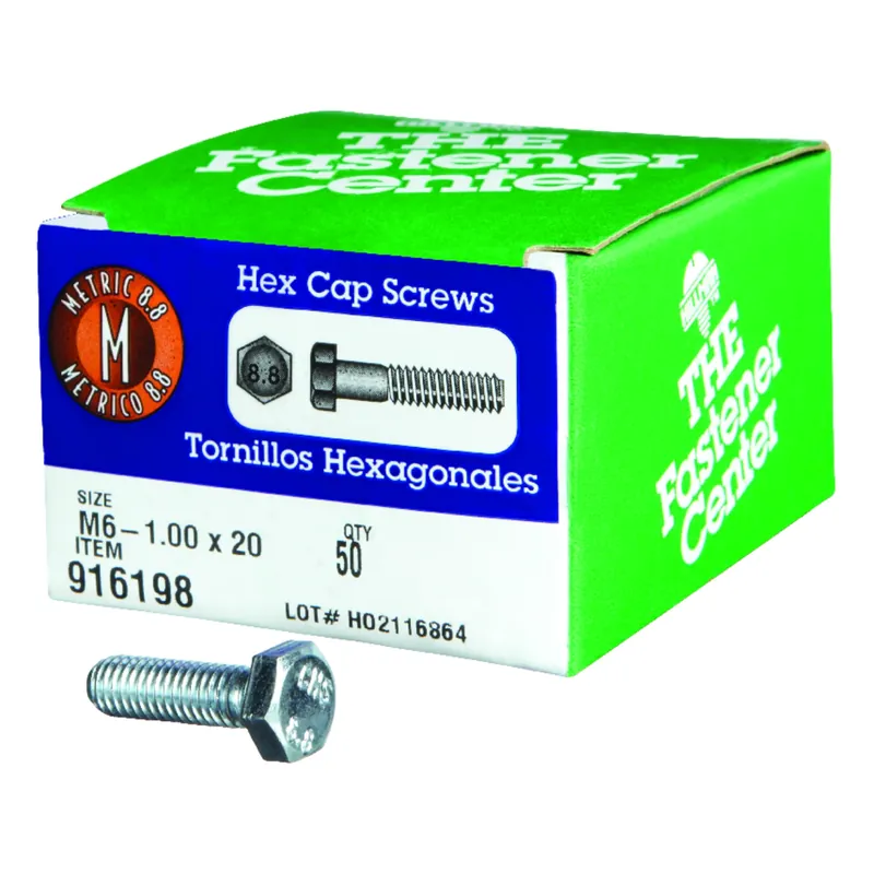M6-1.00 Mm D X 20 Mm L Heat Treated Steel Hex Head Cap Screw 1 Pk