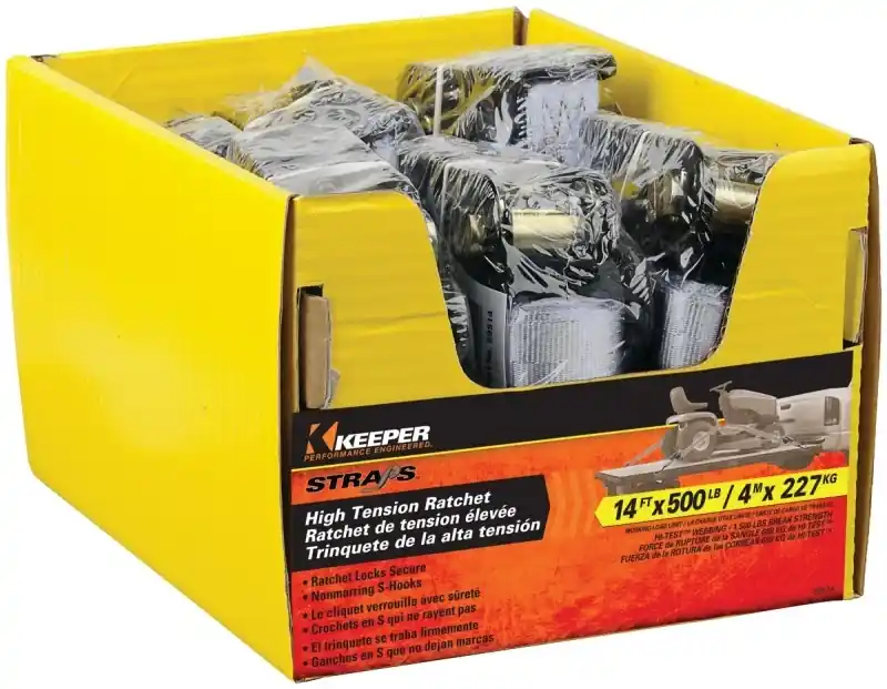 1 In. W X 14 Ft. L Gray Tie Down W/ratchet 500 Lb 1 Pk