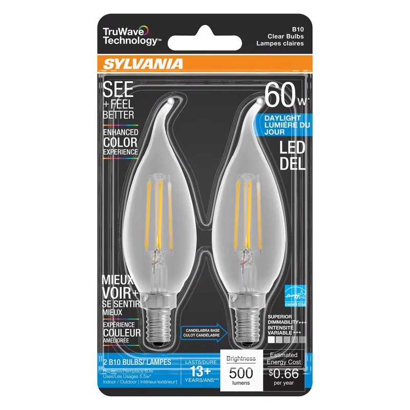 Truwave B10 E12 (candelabra) Led Bulb Daylight 60 Watt Equivalence 2 Pk