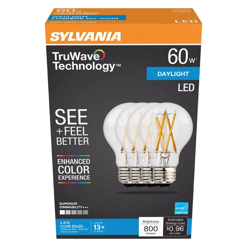 Truwave A19 E26 (medium) Led Bulb Daylight 60 Watt Equivalence 4 Pk