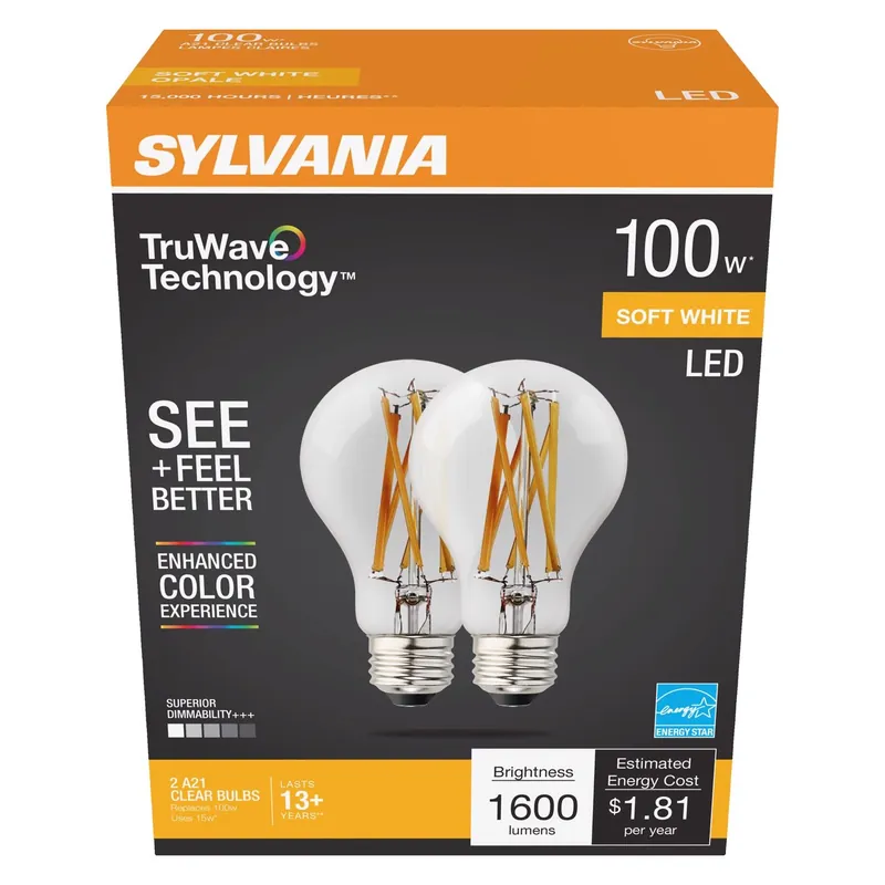 Truwave A21 E26 (medium) Led Bulb Soft White 100 Watt Equivalence 2 Pk