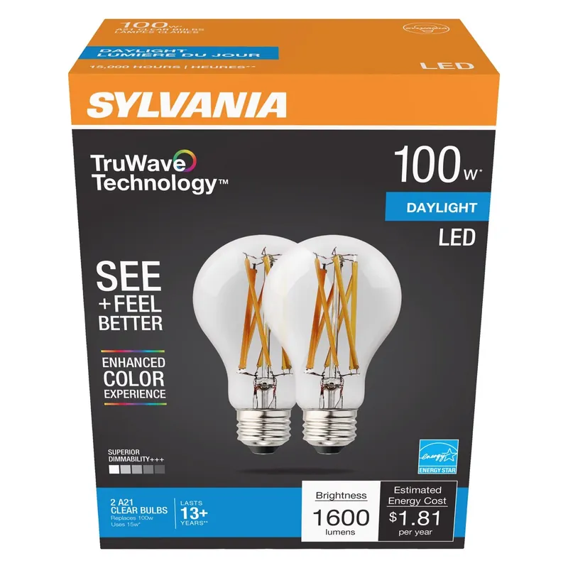 Truwave A21 E26 (medium) Led Bulb Daylight 100 Watt Equivalence 2 Pk