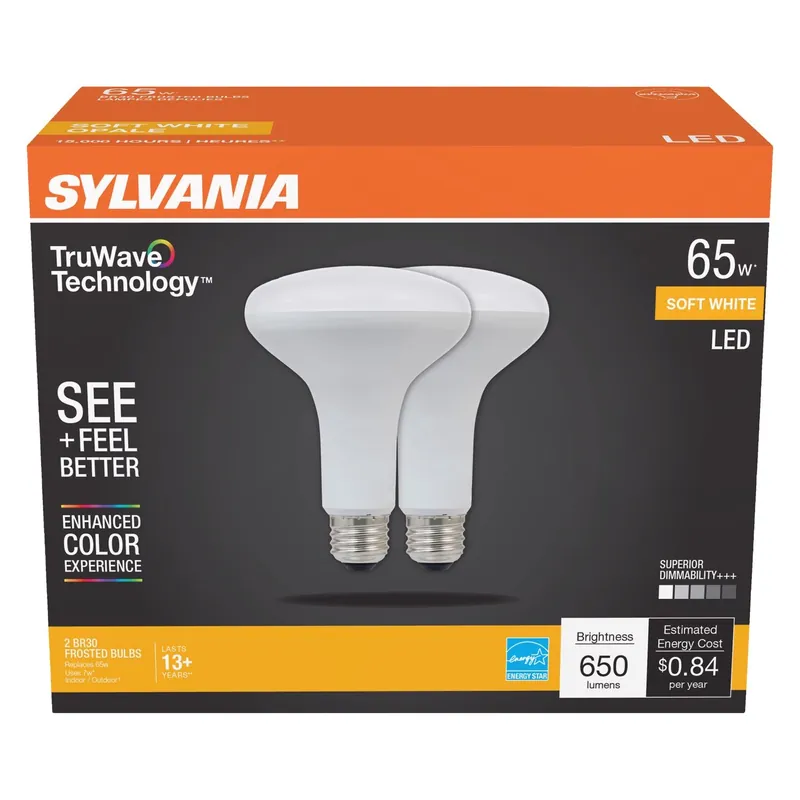 Truwave Br30 E26 (medium) Led Floodlight Bulb Soft White 65 Watt Equivalence 2 Pk