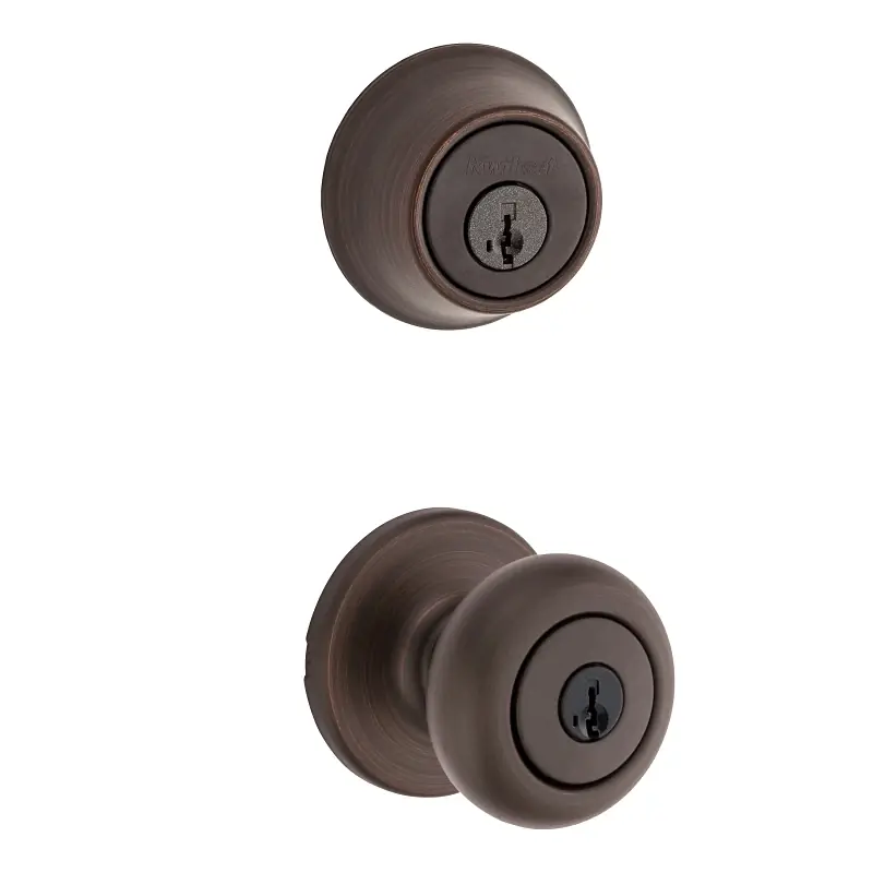 Smartkey Security Cove Venetian Bronze Deadbolt And Entry Door Knob Kw1 2-3/4 In.