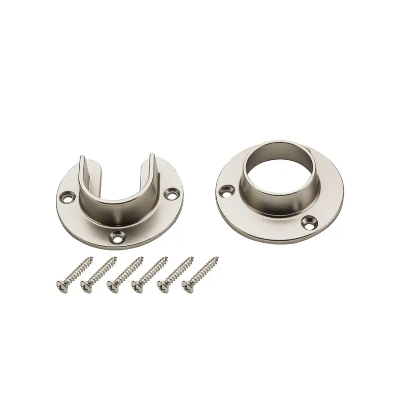 1.31 In. L X 1.31 In. D Satin Nickel Steel Closet Flange Set