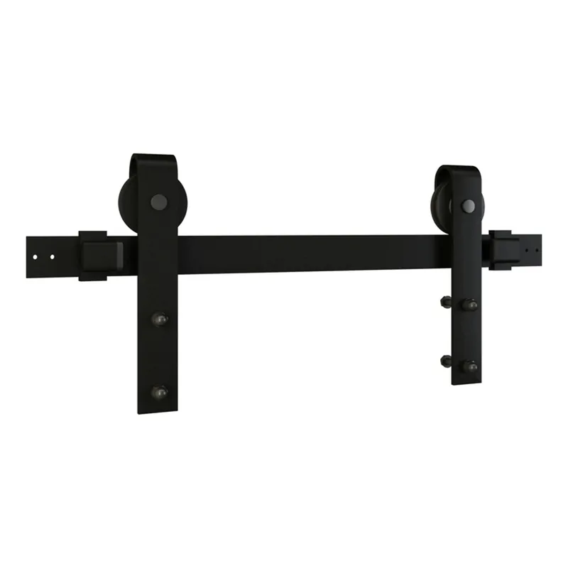 Designer Interior Sliding Barn Door Kit, Soft Close, Matte Black, 76 In.