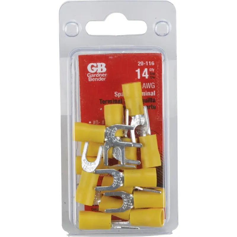 12-10 Ga. Insulated Wire Spade Terminal Yellow 14 Pk