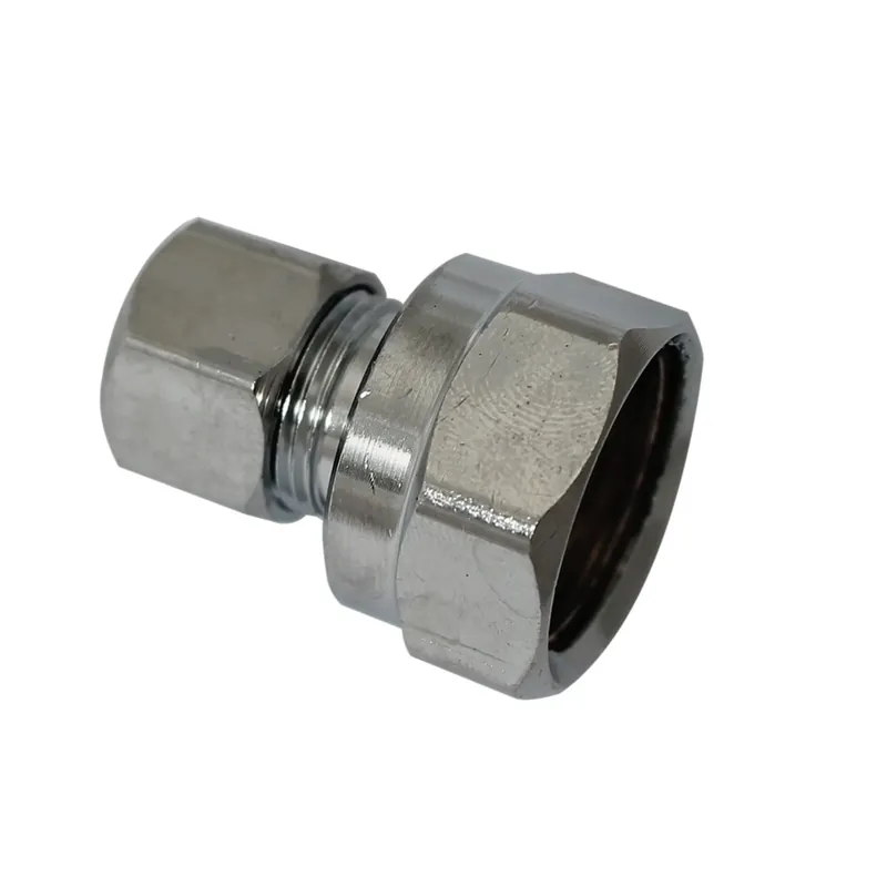 Brass Compression Straight Connector, Chrome Plated, Lead Free, 1/2 Fpt X 3/8 In. Od