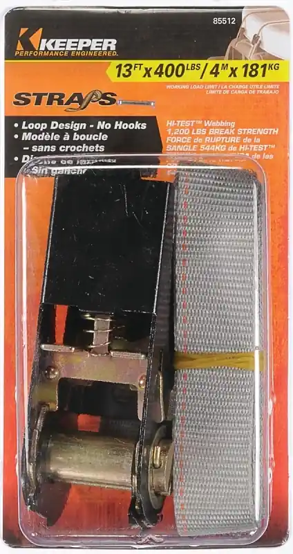 1 In. W X 13 Ft. L Gray Tie Down W/ratchet 400 Lb 1 Pk