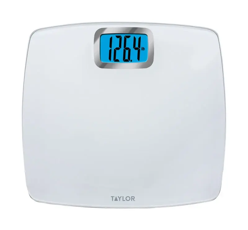 440 Lb Digital Bathroom Scale With Blue Backlight And Curved Glass Platform
