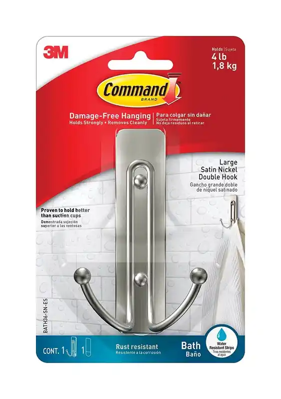 Command Large Plastic Double Hook 4.03 In. L 1 Pk