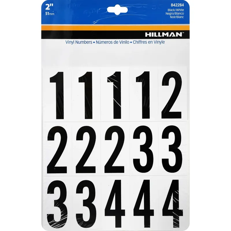 Adhesive House Address Number Pack, Black And White Vinyl, 2-in.