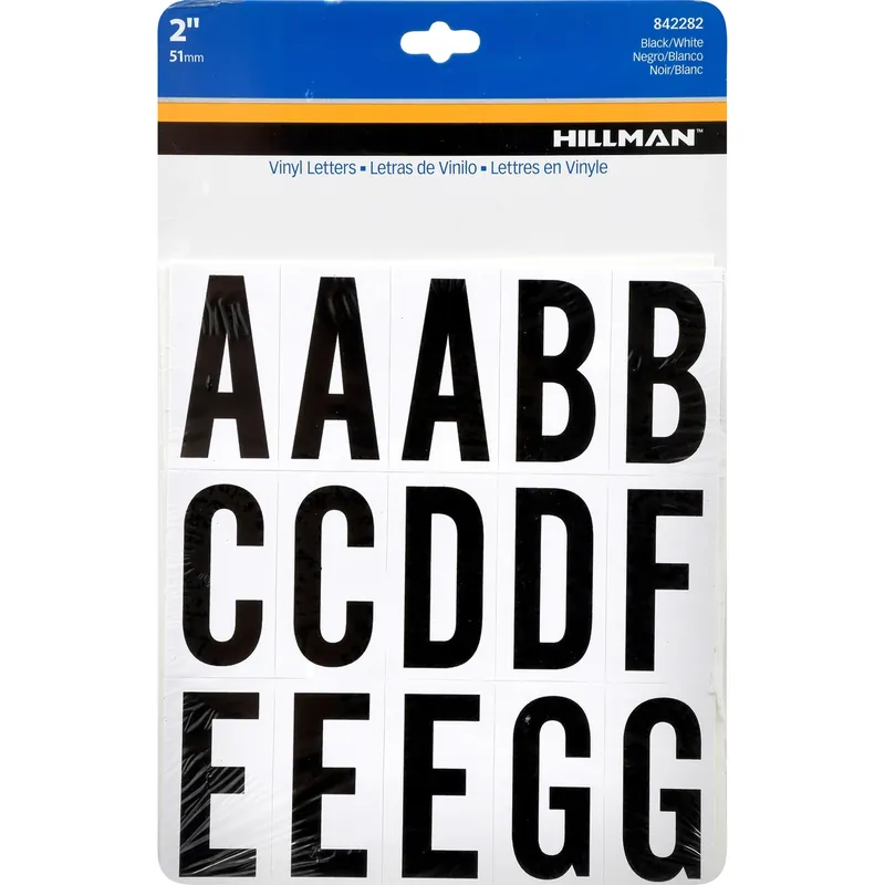 Adhesive House Address Letter Pack, Black And White Vinyl, 2-in.