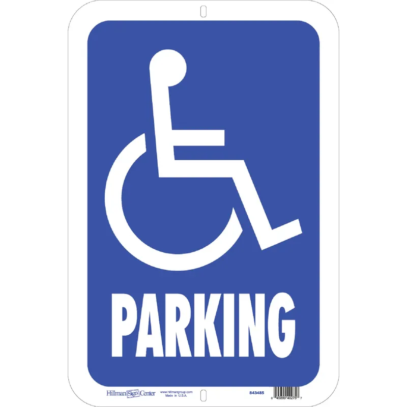 English Blue Handicap Parking Sign 19 In. H X 15 In. W Aluminum