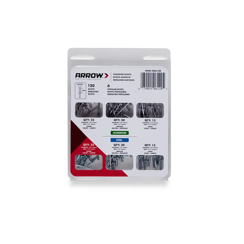 1/8 In. D Aluminum Rivet Set Silver 120 Pk