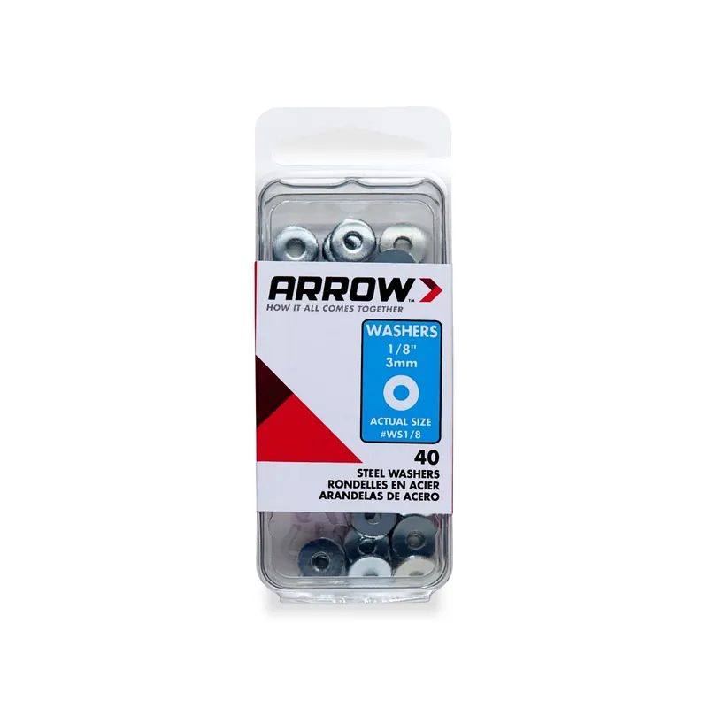 1/8 In. D Steel Flat Washers Silver 40 Pk