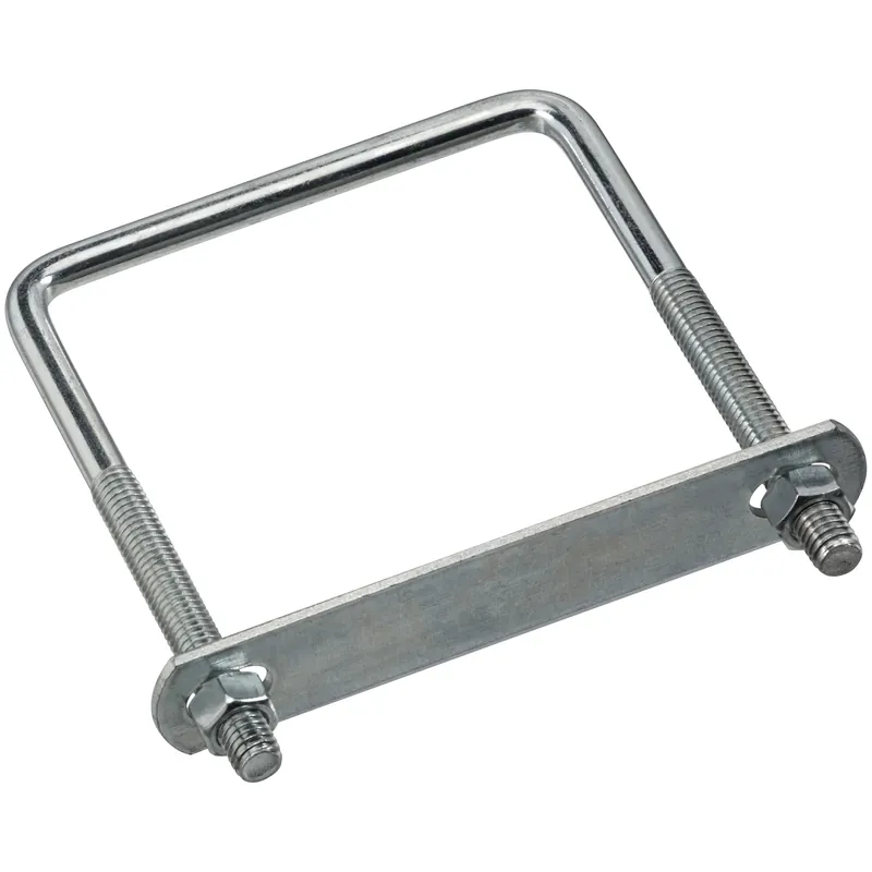 U Bolt With Plate & Hex Nuts, 675 Zinc, Square, 3/8 X 4 X 5 In.