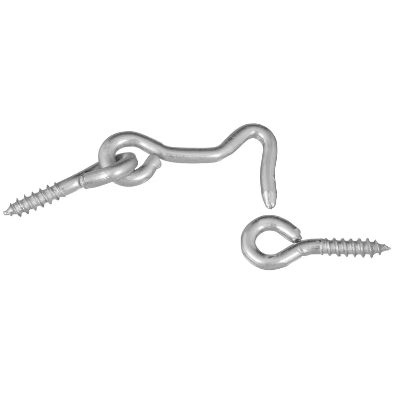 Small Zinc-plated Silver Steel 1-1/2 In. L Hook And Eye 2 Pk