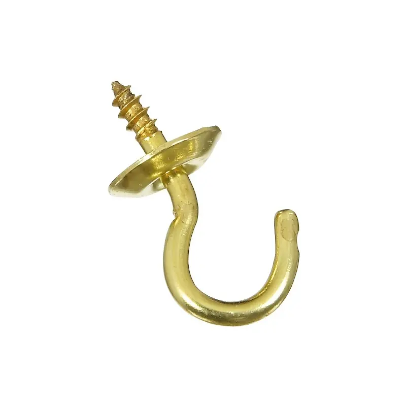 Small Gold Solid Brass 1/2 In. L Cup Hook 1 Pk