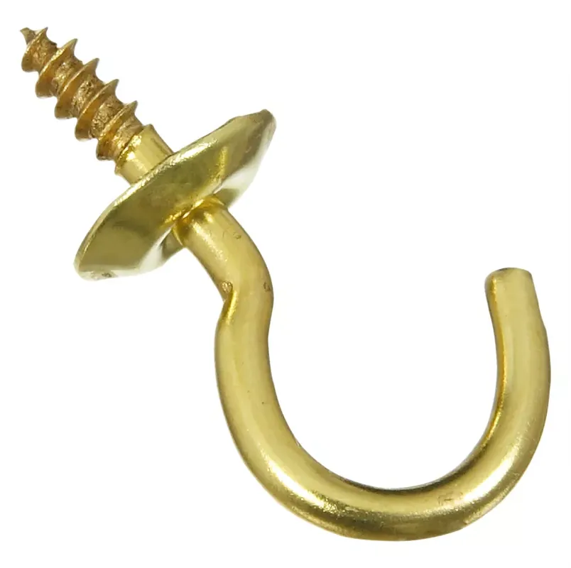 Small Gold Solid Brass 5/8 In. L Cup Hook 5 Lb 5 Pk