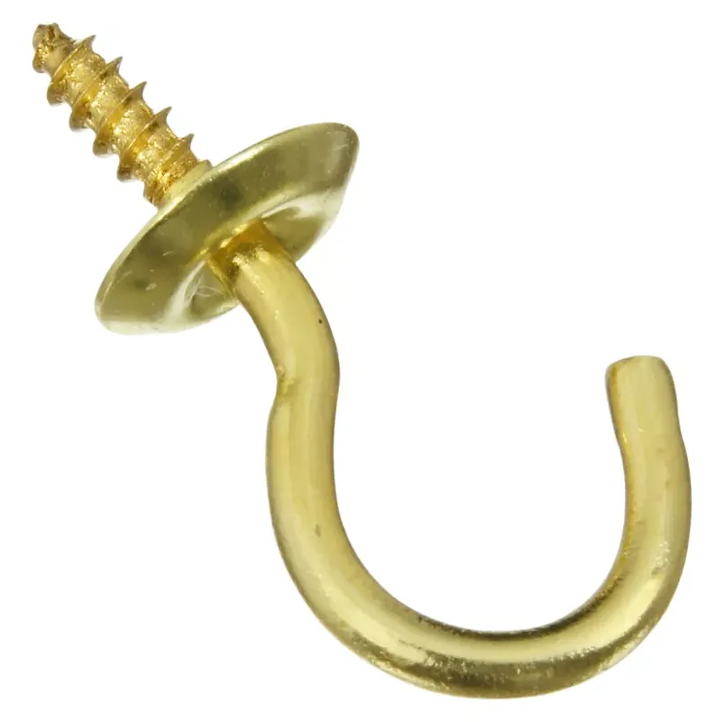 Small Gold Solid Brass 3/4 In. L Cup Hook 5 Lb 5 Pk