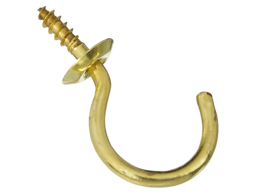 Small Gold Solid Brass .1.25 In. L Cup Hook 15 Lb 1 Pk