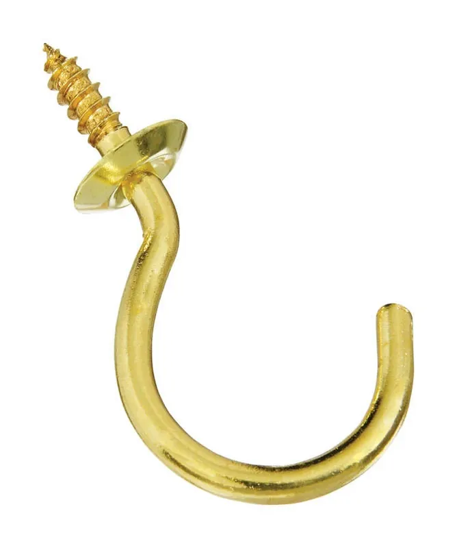 National Hardware Small Gold Solid Brass 1.25 In. L Cup Hook 15 Lb 1 Pk