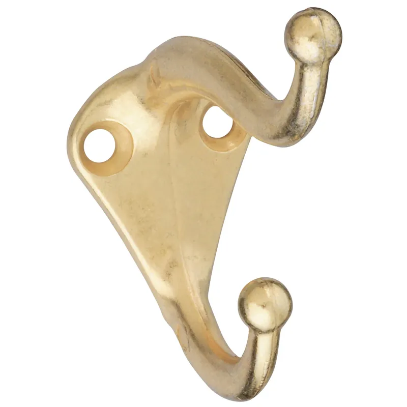2.75 In. L Brass Gold Zinc Die-cast Coat/hat Hook 35 Lb. Cap. 1 Pk