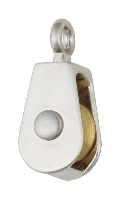 Rope Pulley, Single Rigid Eye, Brass Sheave, 3/4 In.