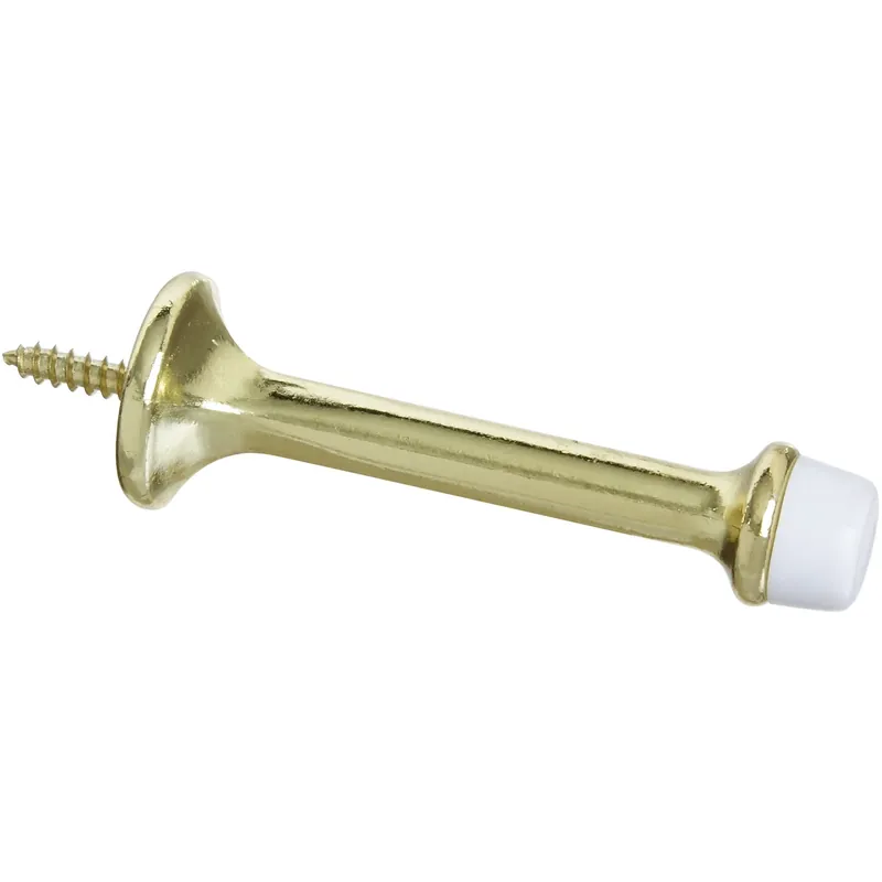 3.55 In. L Zinc W/rubber Tip Brass Gold Rigid Door Stop Mounts To Wall 0.99 In.