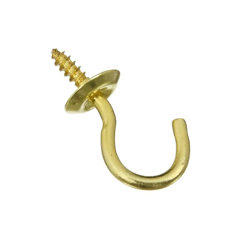 Small Gold Solid Brass 1.14 In. L Cup Hook 10 Lb 50 Pk