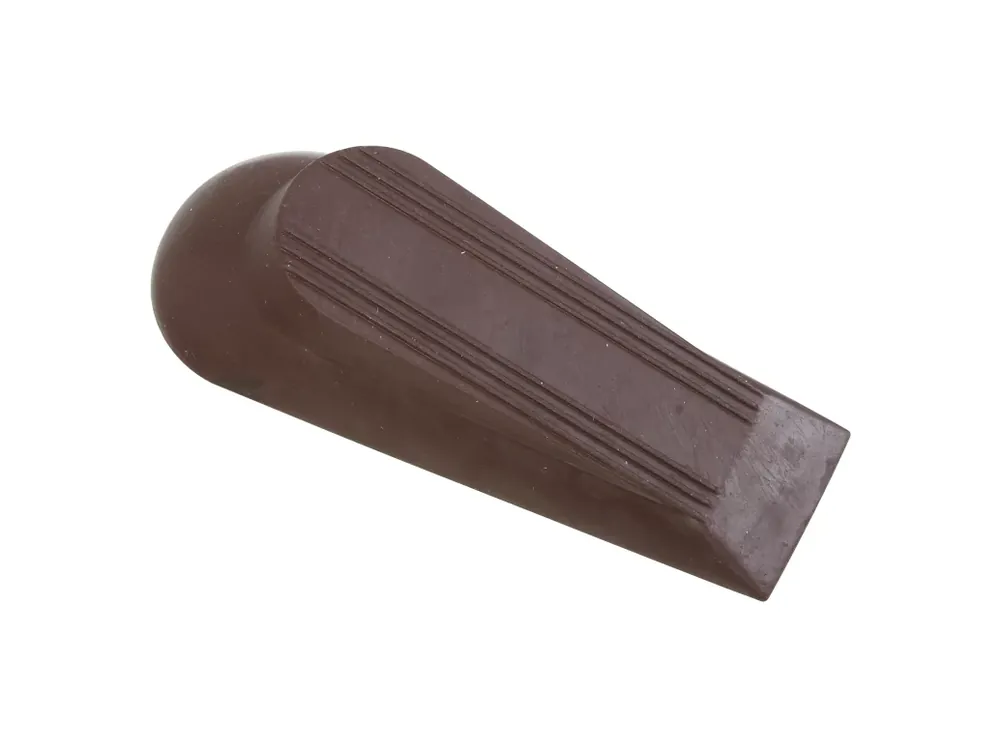 2 In. W X 5 In. L Rubber Brown Wedge Door Stop Mounts To Floor 2 In.