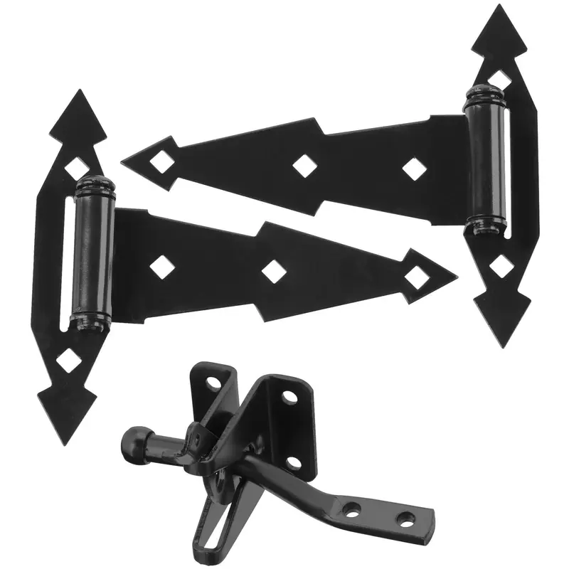 8 In. L Black Steel Gate Hardware Kit 1 Pk