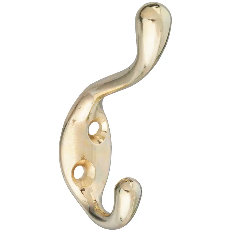 3.3 In. L Brass Gold Zinc Heavy Duty Garment Hook 75 Lb. Cap. 1 Pk
