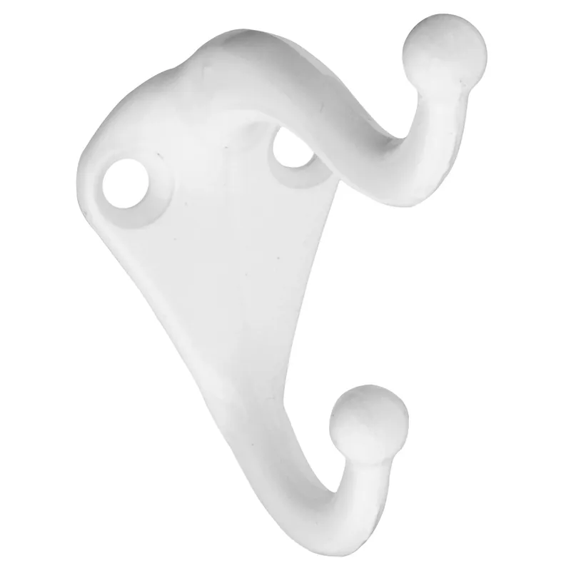 2.75 In. L White Zinc Die-cast Coat/hat Hook 1 Pk